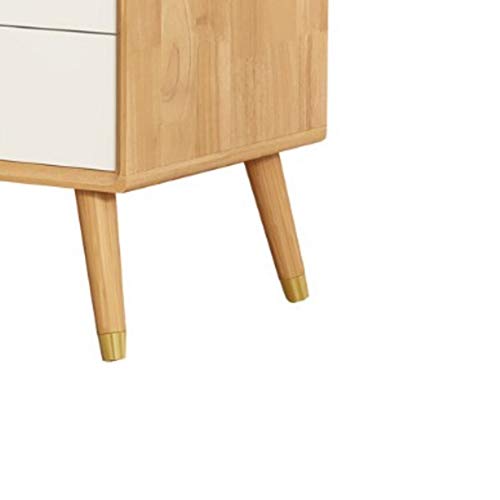 LUKEO Solid Wood Bedside Storage Cabinet, Simple and Double Drawer Design Bedside Table