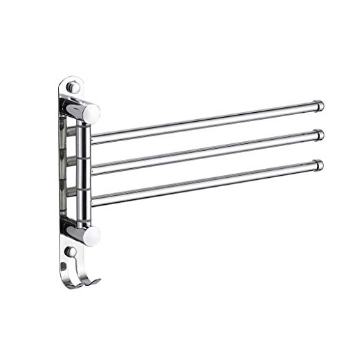 N/A Swing Out Towel Bar SUS 304 stainless steel 3-Bar Folding Arm Swivel Hanger Bathroom Storage Organizer Rust Proof Wall Mount Brushed Finish