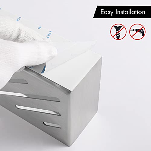 KES Shower Shelf Self Adhesive Shower Caddy Stick on Bathroom Shelf Wall Mounted SUS 304 Stainless Steel 26CM Brushed Finish, BSC222S26-2