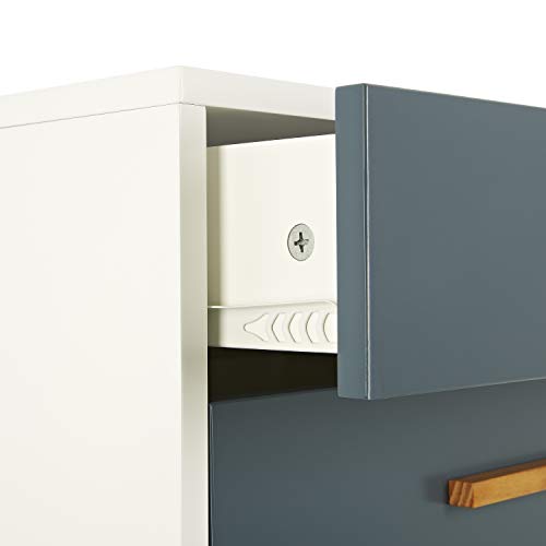 LOMOS bedside table "Odin" out of wood, in white, with two draws in a modern shade of grey
