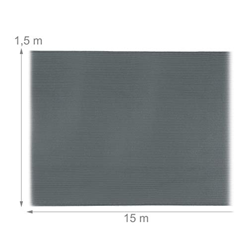 Relaxdays Garden Privacy Screen, 1.5 x 15 m, for Balcony & Patio, UV Resistant, Weatherproof, 150 g/m², HDPE, Anthracite