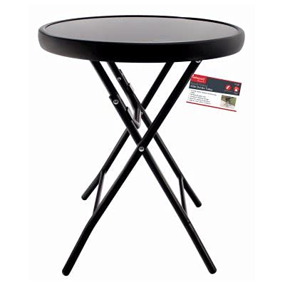 Marco Paul Black Round Folding Side Drinks Table Side Coffee Table Garden Patio Drinks Home Indoor Outdoor Furniture Bistro Occasional Portable D