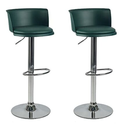 WJIHUYU Wide Bar Stool, Set of 2 360° Swivel Adjustable Barstool with Back and Armless PU Leather Upholstered Airlift Counter Height Bar Chair fo