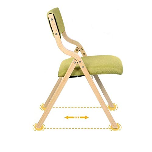 DINGZZ Solid Wood Folding Chair, Dining Chair Upholstered Thick Seat, Home Cotton and Linen Chair