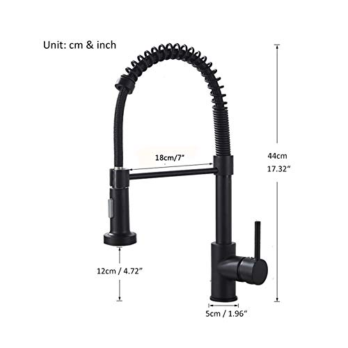 Onyzpily Kitchen Sink Mixer tap with Solid Brass Commercial Single Handle Black Kitchen Taps Single Hole Pull Down Sprayer Swivel Sprayer Mixer T