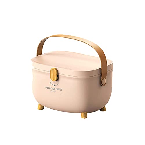 Les-Theresa Medicine Storage Box, Plastic Oval First Aid Box, Double Layers Multi Grid Large Capacity Medical Organizer, Emergency Bins for Home,