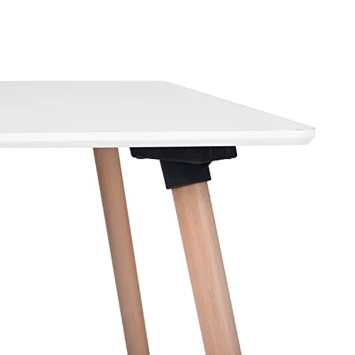 FurniutreR Square 31.5 Inch Modern Side, White with Beech Round Wood Leg for Home Kitchen Room Dining Table