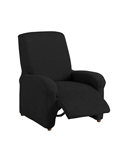 Textilhome - Complete Recliner Armchair Cover TEIDE strech, Slipcover Size 1 Seater - 70 a 100 cm. Colour Black