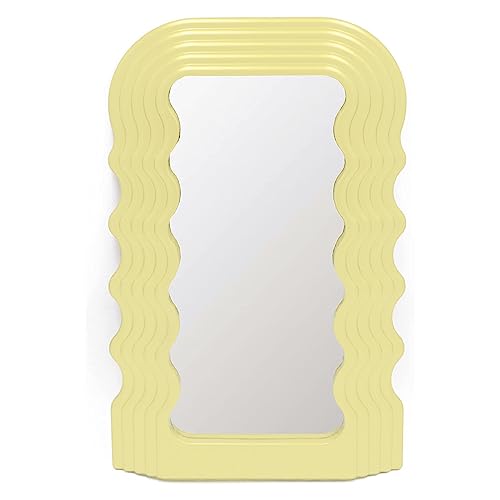 Mokoze Wavy Mirror Irregular Border 16.06"x10" Makeup Mirror for Wall-Mounted and Dressing Table Mirrors,Room Decor for Living Room Bedrooms and