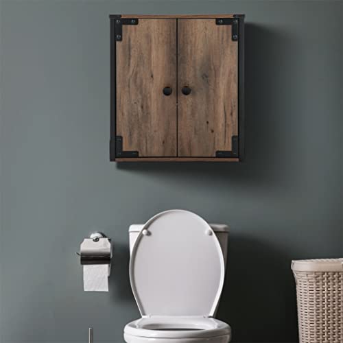 Landia Home Wall Mounted Cabinet, Wood, Brown