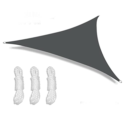 NAKIHOUSE 3x3x3 Meter Triangle Sun Shade Sail Canopy Awning 280gsm Polyester Waterproof Shade Sails for Outdoor Patio Garden with Free Rope(Grey)