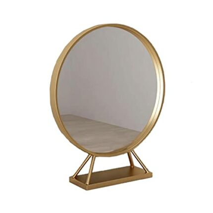 BHVXW Nordic Gold Iron Art Dressing Mirrors Circular Makeup Mirrors Bathroom Mirrors Princess Bedroom Mirrors (Color : D, Size : 50cm)