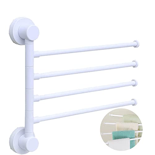 DXIA Swivel Towel Rail, 4-Arm Bathroom Swing Hanger, Bath Rack Wall Mounted Towel Rack Holder, Towel Rack Holder Storage Organizer Space Saving,
