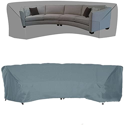 Patio Curved Sofa Cover-Semicircle Shape Garden Furniture Covers- Windproof/Waterproof/Dust/Moisture-Proof- Upgraded Tear-Resistant 210D Oxford-M