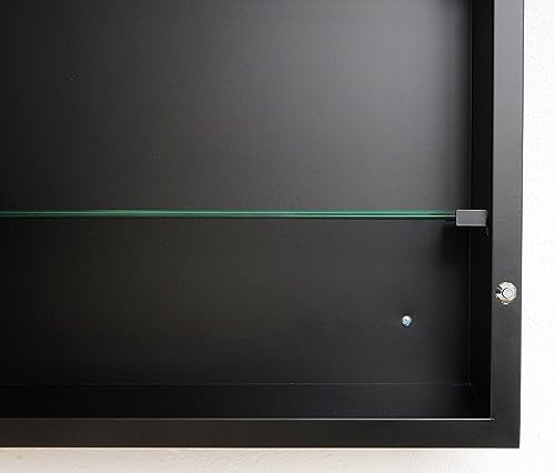 FOMAYKO Farmhouse Black Metal Framed Recessed Bathroom Medicine Cabinet with Mirror Rounded Rectangle Vanity Mirros for Wall 22x30 inch