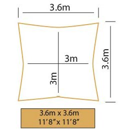 Kookaburra 3.6m Square Water Resistant Garden Patio Sun Shade Sail Canopy 96.5% UV Block with Free Rope(Ivory)