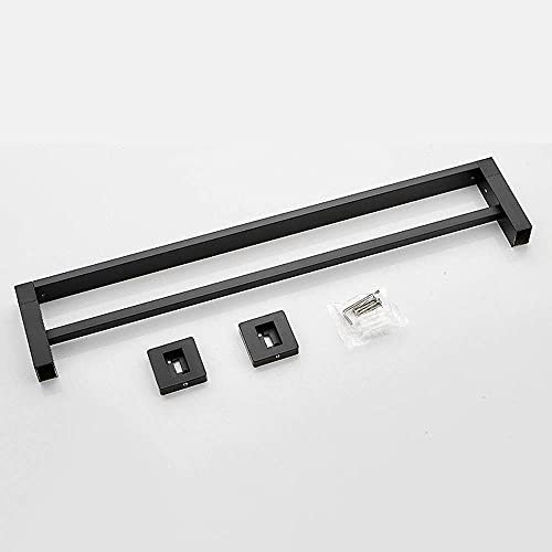 MONSTE Matt Black Towel Double Bar Towel Rack Wall Mount Stainless Steel 2 Bar Bathroom Shelf Bathroom Accessories (Size : 50CM)