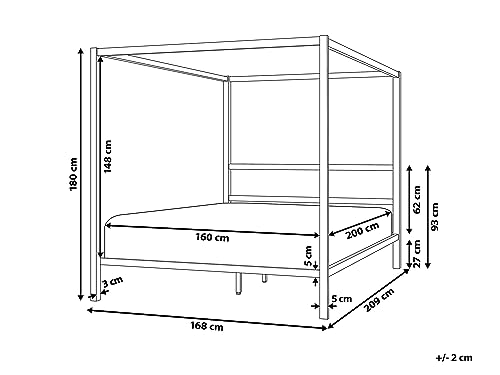 Modern Minimalist EU King Size Canopy Bed Frame Metal Plywood Slats White Lestards