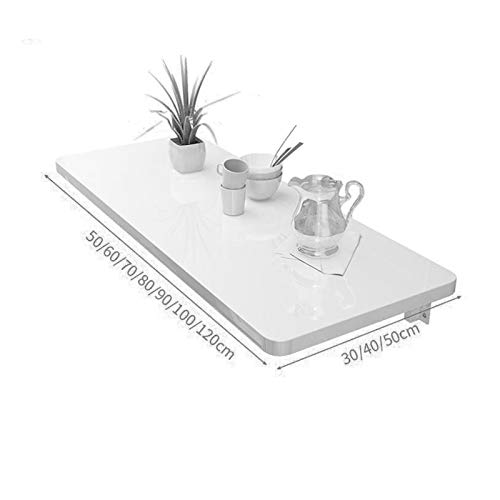 OUYOXI Wall Mounted Folding Table, Multi-use Dining Table for Space Saving House Kitchen Laundry Study Workbench (Color : Punch-Free-White, Size