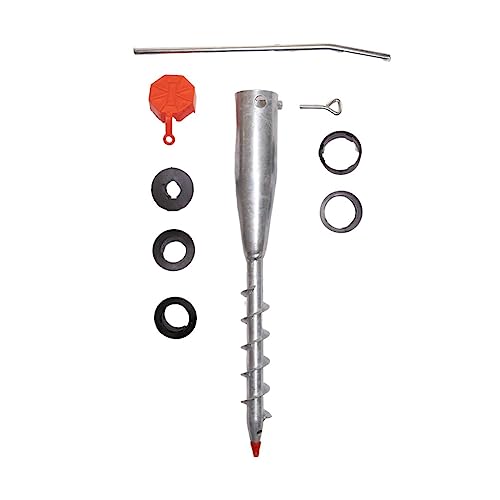 Garden Mile Ground Screw Large 55mm Heavy Duty Screw In Metal Ground Soil Spike Rotary Airer Parasol Stand Washing Line Socket Garden