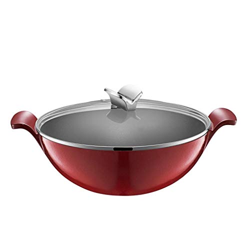 SKRHFLH 5L Enamel Cast Iron Wok Thickened binaural Wok Stew Cooker Gas Induction General Cast Iron Cooking Pan Kitchen Bar Utensil