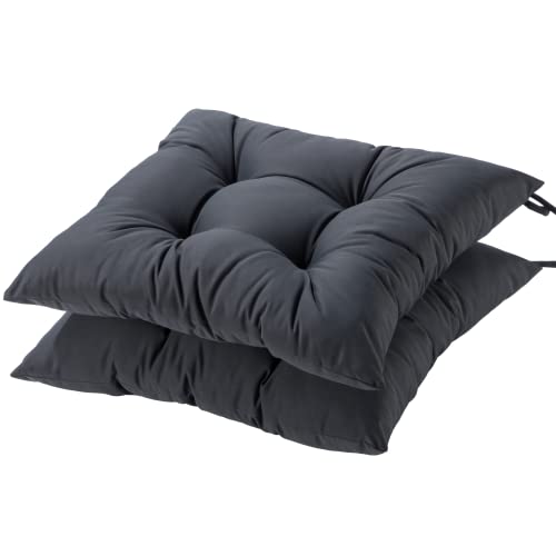 HAMO Garden Chair Cushions 45x50 cm Set of 2, Drizzle-Proof Outdoors Seat Pads with Ties, Graphite