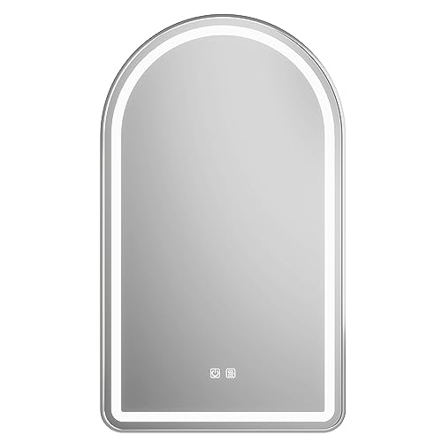 MYlovelylands 10x13 inch Gold Small Arched Mirror for Bathroom Vanity Mirror or Wall Decor Arch Mirror Brushed Metal Frame Wall Mounted Mirror fo