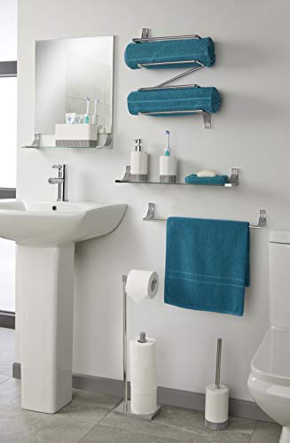 House & Homestyle Glimmer Chrome Bathroom Towel Storage Rack, Stylish Zig Zag Wall Mounted Towel Holder with Sparkling Faux Crystal Gems, Stores