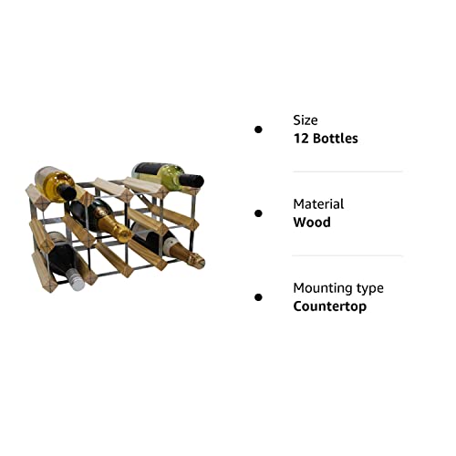 DS Wineware 12 Bottle 4X2 Traditional Wine Rack - Fully Assembled - FSC Certified Natural Pine