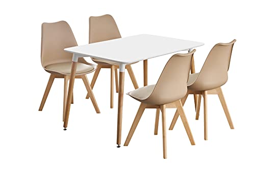 P&N Homewares Dining Table and Chair Set, White/Navy Blue, One Size