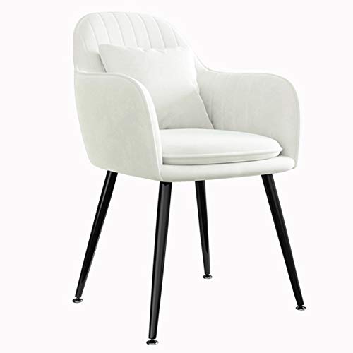 Modern Kitchen Dining Room Chairs Velvet Dining Chair Metal Legs Living Room Chairs With Armrests Backrest Kitchen Dining Chairs (Color : White,