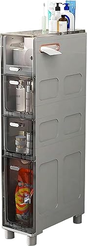 OPSREY Narrow Plastic Floor Bathroom Storage Cabinet Holder Organizer with Wheels, Multi-Purpose Storage Cabinet Unit for Living Room, Bedroom, K