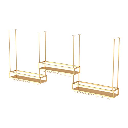 KEppd Wine Rack Wall Mounted - 3 Packs Wine Glass Holder, Ceiling Hanging Wine Bottle Holder, Simple Style Ceiling Decoration Shelf for Bars, Res