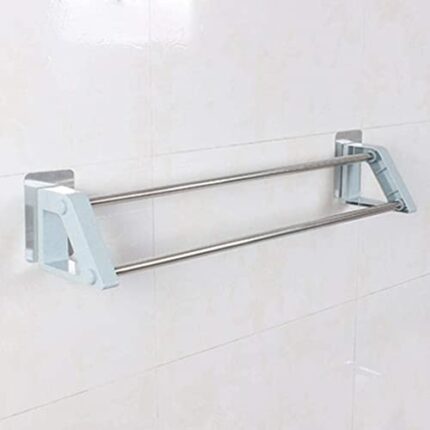 XHALERY Towel Rack Double Towel Rail,Multi-Color Optional Punch-Free Easy To Install Bathroom Kitchen Rack Brown(Color:Blue)