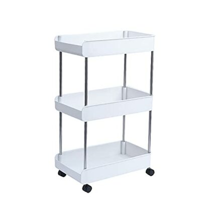 BETTER ANGEL XING Slim Storage Cart 3 Tier Mobile Shelving Unit Organizer Slide Out Storage Rolling Utility Cart Tower Rack For Kitchen Bathroom
