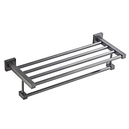 HIGOH Towel Racks,Bathroom Towel Rack Wall Mounted Towel Holder,Bathroom Wall Mounted Length Space Aluminum Bath Towel Rack,Square Towel Holder