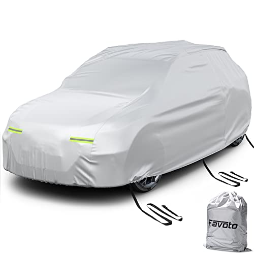 Favoto Waterproof Car Cover Outdoor Sedan Cover Universal Fit 177-194 Inch Right Side Zipper Design Sun Protection Waterproof Windproof Dustproof