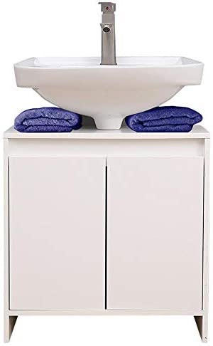 ETNIC ART Vanity Unit for Bathroom 58 (L) x33x60 Kitchen Sink Cabinet in Wood with 2 White Doors Excellent Internal Capacity