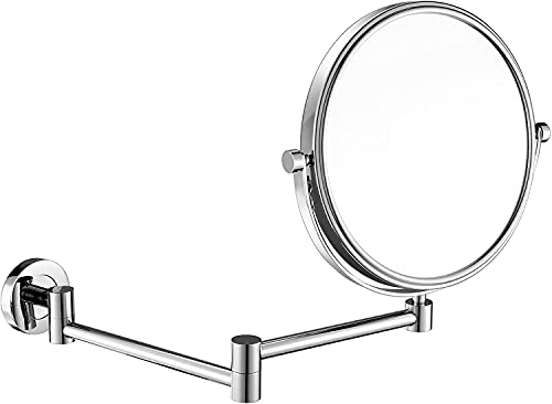 DOWRY Bathroom Extendable Mirror - 10x Wall Mounted Magnifying Mirror - Black Wall Mounted Makeup Mirror - Shaving Mirror Wall Mounted - 360 ° Ro