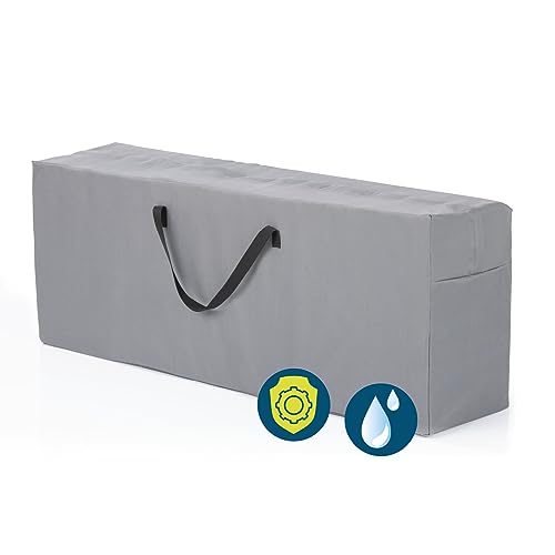 Hoberg Cushion Bag, Storage Bag for Garden Cushions, Cushions and Cushions, Tear-Resistant Protective Cover with Carry Handles, Made of Grey 600D