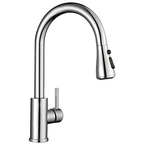 DAYONE Kitchen Mixer Tap with Pull Out Spray, Stainless Steel Sink Taps Mixer for Kitchen Single Lever, High Arc 360° Swivel 3 Spray Modes Kitche