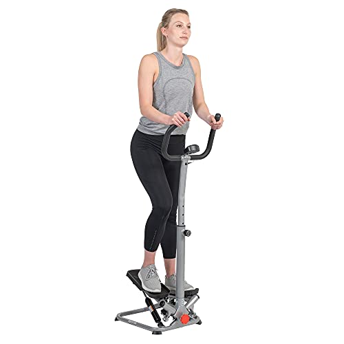 Sunny Health & Health Twister Stepper Machine, Height Adjustable Stepper, Stairs Step Exercise With Handlebars & LCD Monitor, Indoor Home Gym Wor