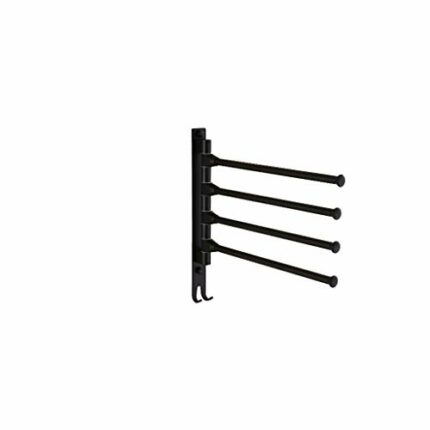 RSOCHS European black space aluminum bathroom towel rack rotating rod towel rack hotel towel rack movable pole wall mounted
