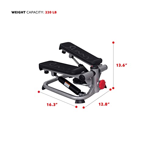 Sunny Health & Fitness Mini Stepper, Stair Stepper, Total Body Step Machine Exercise Equipment with Resistance Bands and LCD Monitor for Home Wor