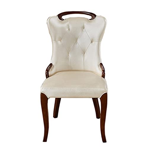 DLOETT Dining chair solid wood soft bag back leather dining chair hotel restaurant villa dining chair stool