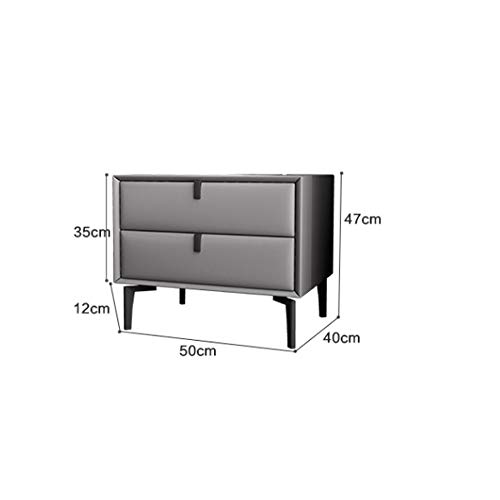 JYDQM Bedroom Furniture Bedside Table Simple Nordic Leather Cabinet, Small Bedside Cabinet with Gray Double Drawer Design