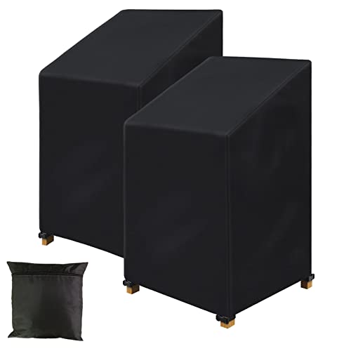 Garden Stacking Chair Cover, 2 Pack 210D Patio Waterproof Stacking Chair Cover Outdoor for Patio Stacking Chair Cover Waterproof, Windproof with