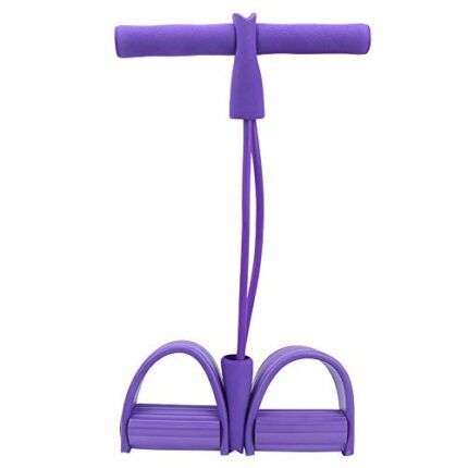 Keenso 2 Tube Foot Pedal Pull Rope, Pedal Resistance Band Elastic Leg Puller Sit‑Up Abdominal Fitness Training Equipment