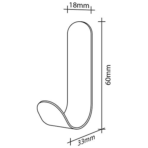 SEBSON® Self Adhesive Hooks for Bathroom Tiles or Kitchen 6 Pack, Towel Hooks No Drill, Hand Towel Holder Stainless Steel 60x18x33mm Black