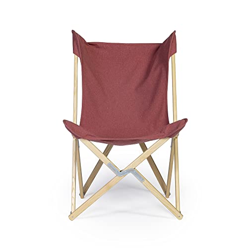 Telami–Tripolina Chair–Collection Recycled–Arm Chair–Foldable and Light – Pomegranate Colour – Natural Frame – Made in Italy - Outdoor Furniture,